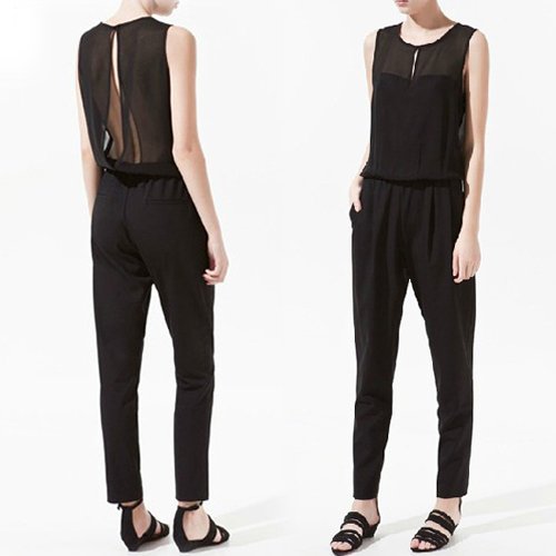 2012 new hot sale free shipping 6 size XS-XXL Women See Through Backless Sleeveless Jumper Jumpuit Romper Pantsuit H81