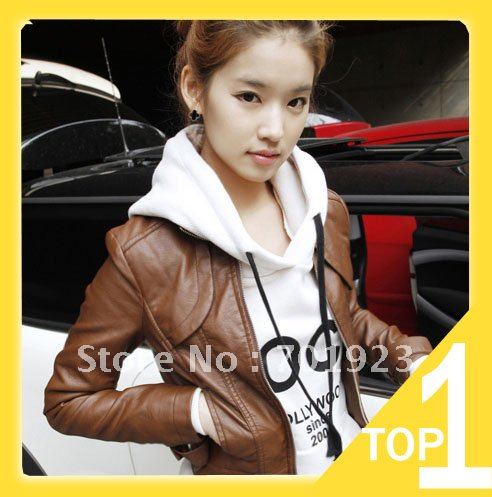 2012 New Hot Sale lady Korean Pu Leather Jacket+Free Shipping+Quality Guaranteed+Cultivate one's morality short fur Y4018