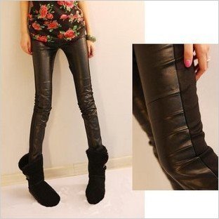 2012 new hot selling product imitation leather + wool trousers and rendering single take mix build joining together