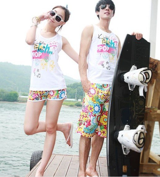 2012 New Hot Style Colorful Lover Board Short Couple Cover-ups Free shipping Beachwear DT-L014