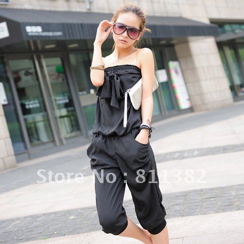2012 New   Jumpsuit    Two colors Black Gray   free shipping#10898