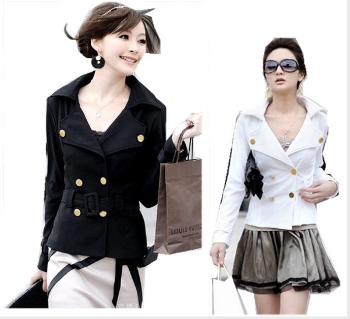 2012 new Korean aesthetic  coat  temperament extraordinary double-breasted with belt long-sleeved blouse   Free Shipping
