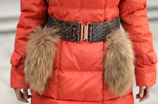 2012 New Korean Authentic Fashion Badger Fur down Jacket for Women Long Slim Down Jacket Free Shipping