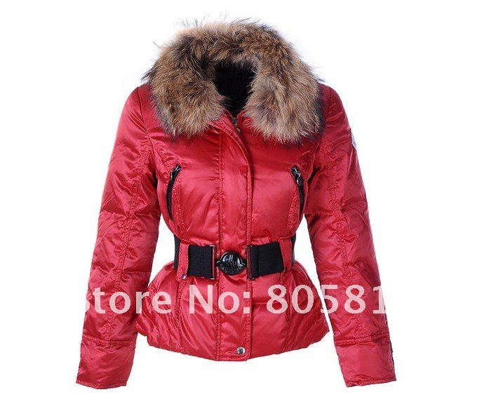 2012 New Ladies Down Coats,100% Duck Feather Natural Fur Collar Belt Design ladies down Jackets very keep warm 3 Colors XS-XL