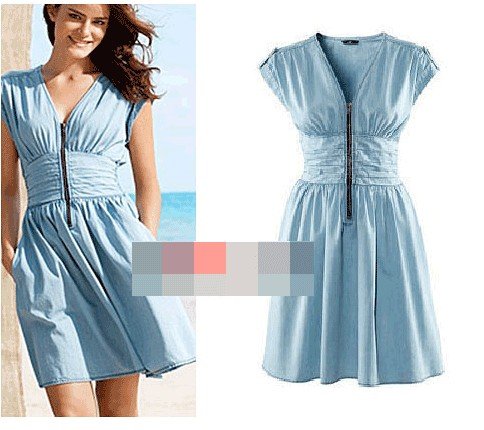 2012 new ladies' fashion dress sleeveless tank jeans dress with zipper mini sexy dresses  free shipping