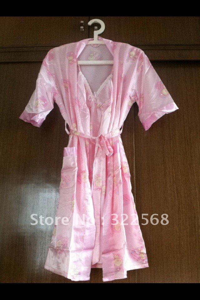 2012 NEW Ladies' Pajamas Leisure Wear Cute Simulation Silk Condole Belt Nightgown Twinset CN Free Shipping((P-06))