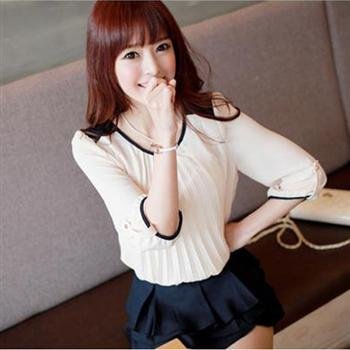 2012 new lady's casual long sleeve o-neck chiffon  blouse#12226