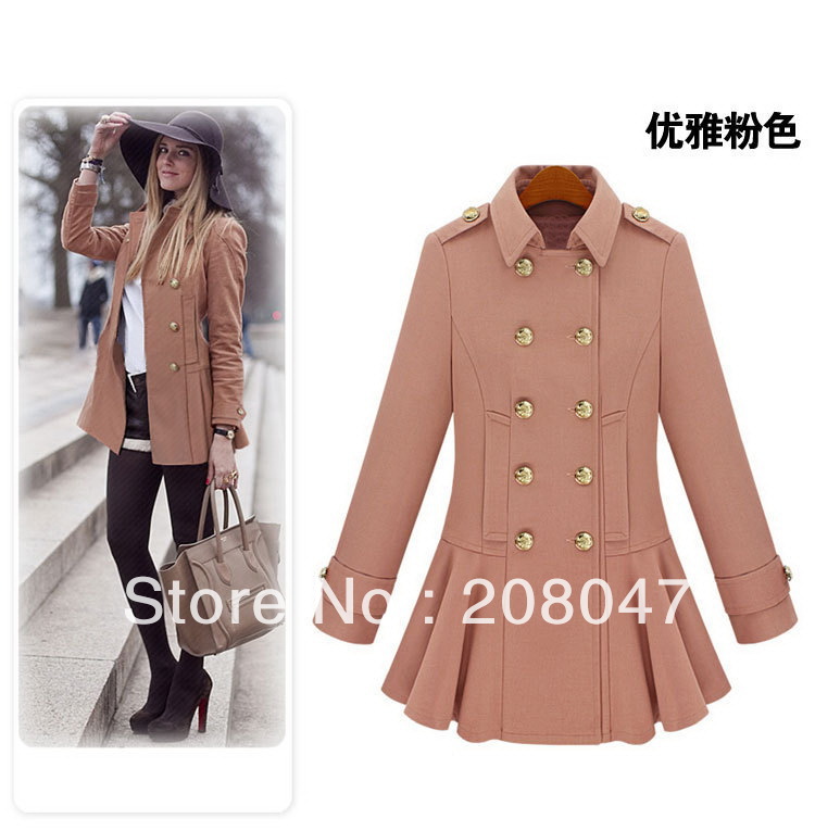2012 new lapel double-breasted skirt hem and long sections coat coats