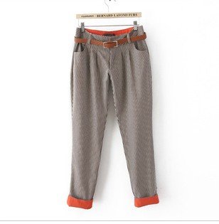 2012 new lapel leisure pants with belt