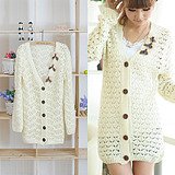 2012 new loose hollow out V collar knitting cardigan sweater, free shipping