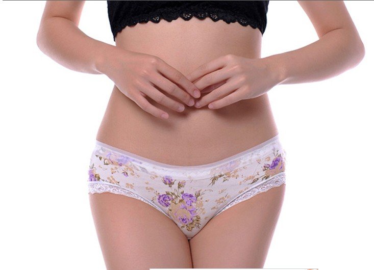 2012 new Manufacturers wholesale # 3039 bamboo charcoal fiber pure color jacquard lace non-mark female underwear