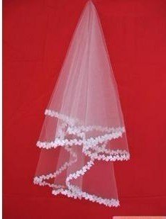 2012 New Married bride wedding dress accessories veil one layer bridal veil red white milk-white Free Shipping