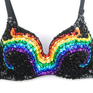 2012 new nightlife scene packed DS lead performance clothing Rainbow sequins beads bead underwear bra