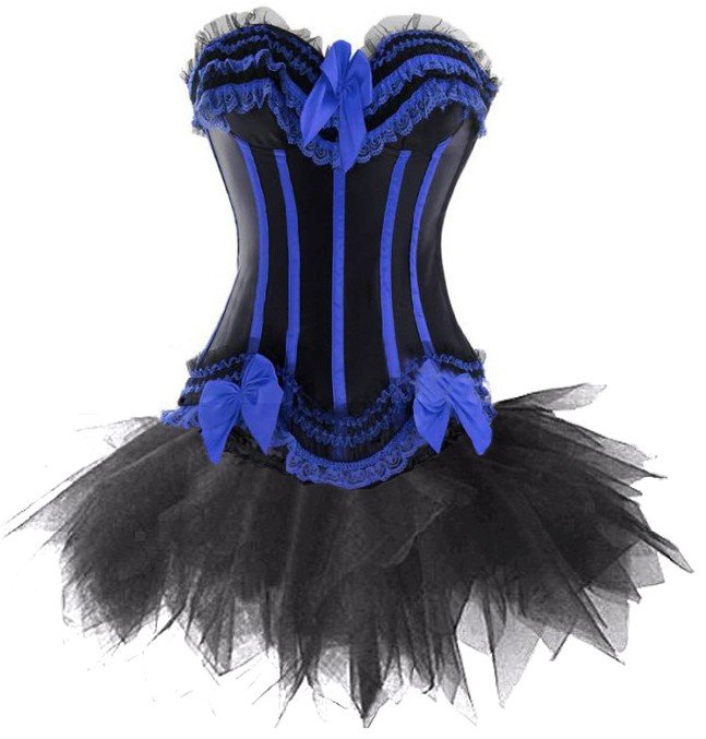 2012 New Sexy Blue & White CORSET & WhiteTUTU SET / G-String Sexy Lingerie Wholesale,Corset Dress