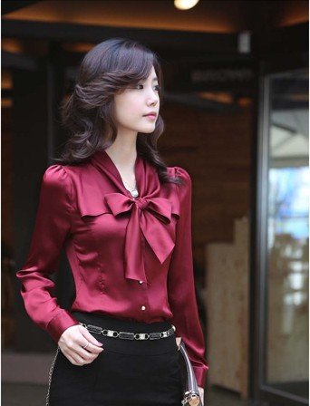2012 new skinny blouse vintage bow spring clothing OL temperament ladies long sleeve shirt