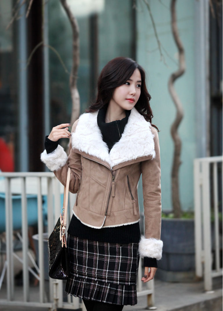 2012 new Slim short jacket fur suede fabric outerwear turn-down collar berber fleece jacket,women fashion coat