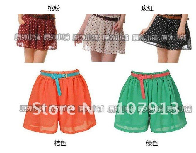 2012 New Spring And Summer / New retro / Hot pants / Chiffon shorts/ Bows / Women free size many colors