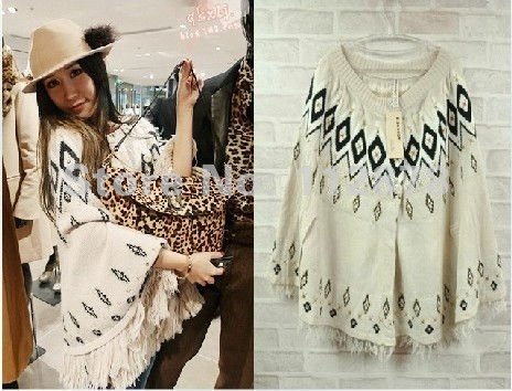 2012 New Style Autumn Winter Computer Knitted Tassel Sequins Shawl sweater Free shipping LJ051