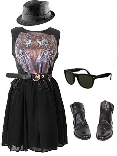 2012 new style casual vintage ladies tiger printed chiffon vest dress All-match style dress