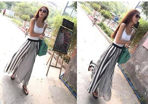 2012 new style fashion women striped  chiffon long dress