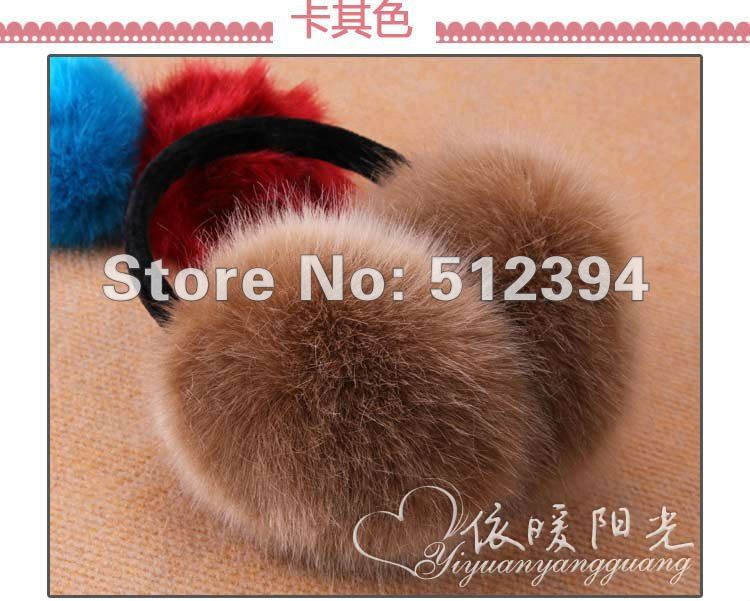 2012 New Style High quality long Fox Fur Earmuff Winter Ladies Men's Warm Earflap Ear cover Hot Sale OEM Wholesale Retail