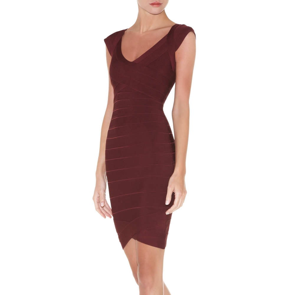 2012 new style HL women's evening dress sheath brand dress spaghrtti strap v-neck wine red skirtes