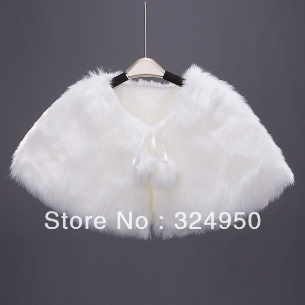 2012 New Style Popular White Fluffy Shrug Wedding Bridal Wraps With Ribbons YZ122223