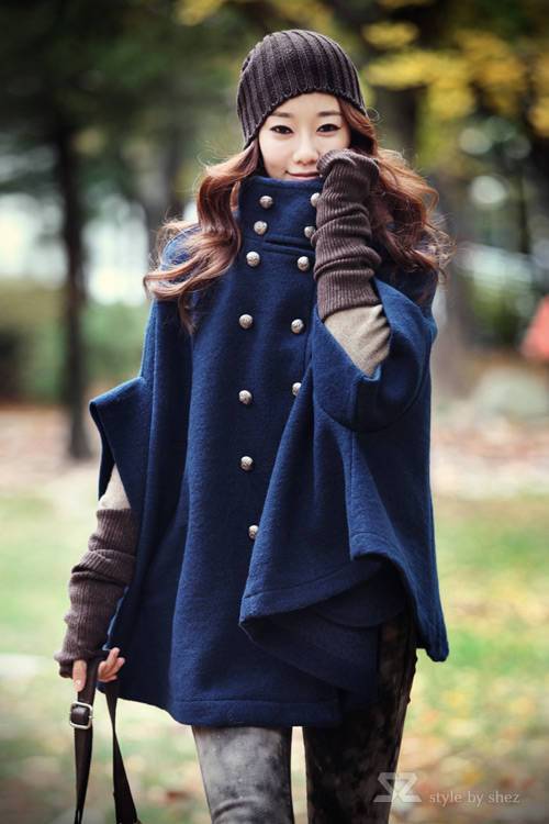 2012 New style women Autumn and Winter brief double breasted cloak trench batwing sleeve free shipping LJ123