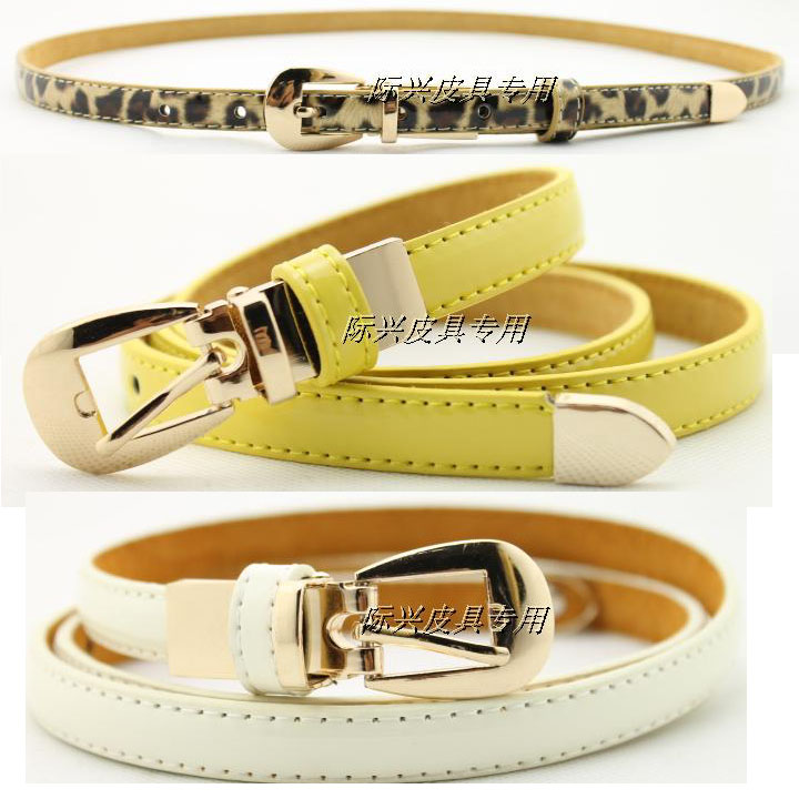 2012 new style Women's strap Women decoration thin belt women's genuine leather candy color japanned leather all-match fashion