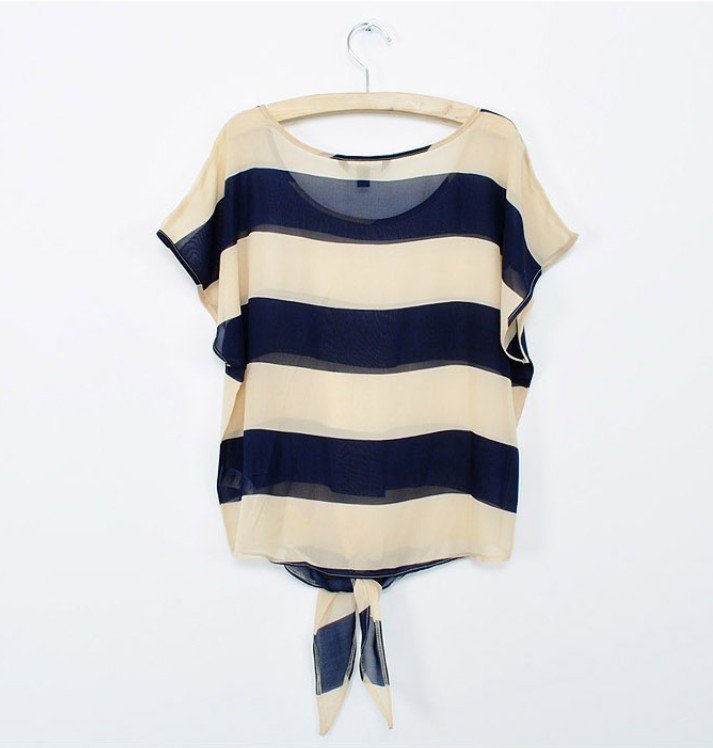 2012 new summer loose striped tie bat sleeve blouse T-shirt Acs-5-035