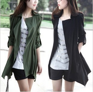 2012 New Summer  Women Casual Large Size Trench Halfsleeve Coat  SJ012