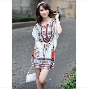 2012 new Summer  women classical bat sleeve milk ice silk dress cheap going out fashion dress + free shipping