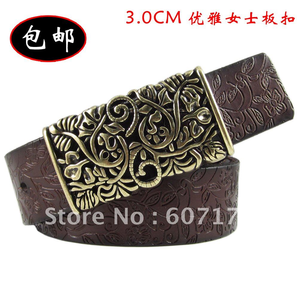 2012 New Tasting women's Vintage carved plate buckle cowhide Belt fashion genuine leather belt #1745