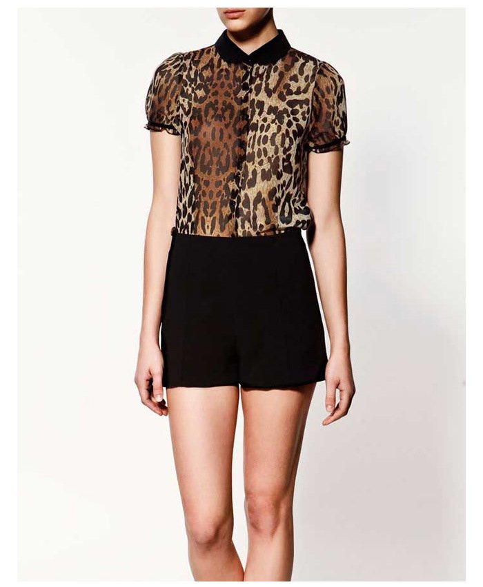 2012 NEW, vintage style elegant SEXY leopard short sleeve chiffon women's blouse