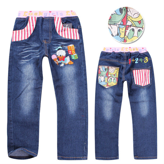 2012 New Wholesale 5pcs boy Fashion Autumn denim pants kids cartoon girls jeans,children cool long trousers,free shipping!!