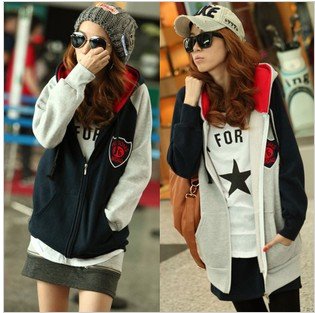 2012 New Winter and Autumn Women NO 72 Thicken Long Sleeve Sweatshirt Korean Sport Outwear Varsity Coat Baseball Jacket
