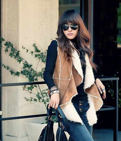 2012 New Winter and Autumn Women Suede Vest Sleeveless OUtwear Ruffled Fasshion Warm Waistcoat