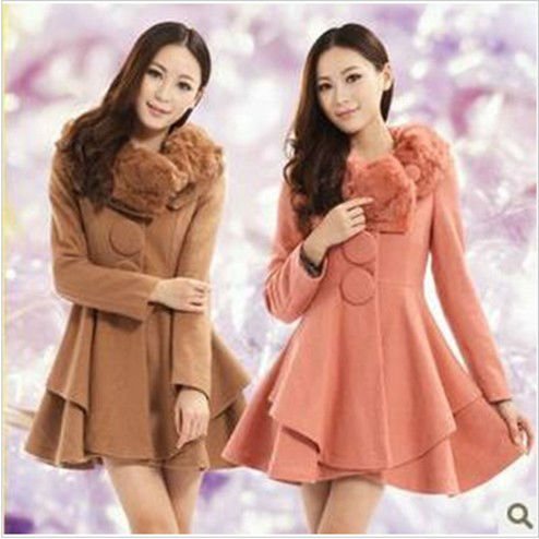 2012 NEW Winter & Autumn Hot-selling Fashion Noble women's Clothings Fur Collar Korean Warm Woolen Windbreaker Lady's Coat