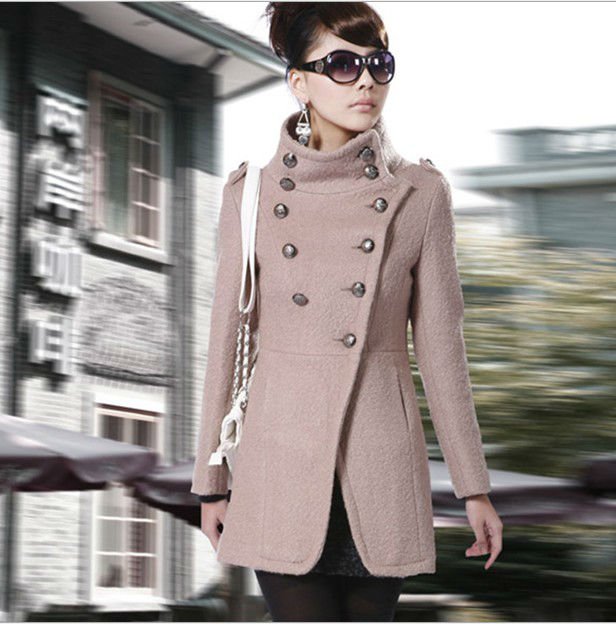 2012 NEW Winter&Autumn Hot-selling Fashion women's Clothings Oblique-breasted windbreaker Korean Warm Overcoat Woolen Coat