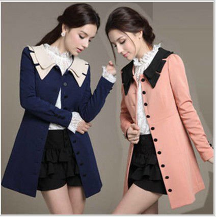 2012 NEW Winter & Autumn Hot-selling Fashion women's Clothings Slim Wavy Collar Korean Windbreaker Lady's Coat FREE SHIPPING