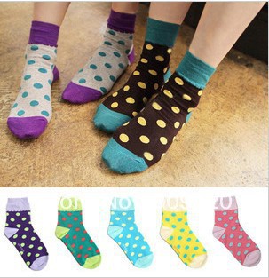 2012 new winter warm round wave point cotton stockings multicolor sock socks
