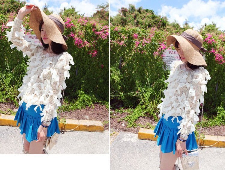 2012 New Winter Women Rural Sweater Crew Neck Pullover Cute Bowtie Stylished Outwear Beige,Black