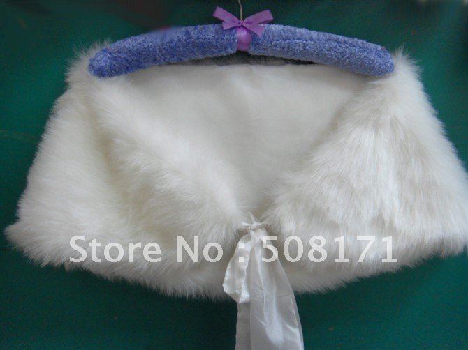 2012 New Without tags Ivory Faux Fur Stole Wrap Shrug Bolero Coat Bride shawl P006