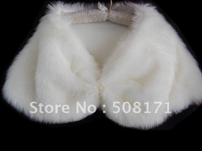 2012 New Without tags Ivory Faux Fur Stole Wrap Shrug Bolero Coat Bride shawl P009