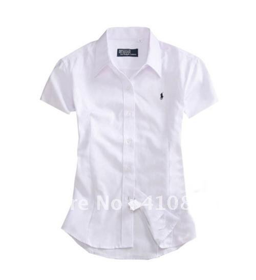 2012 NEW woman's short sleeve P0L0 shirt pure cotton spinning cotton Oxford shirt free shipping by china post air mail .