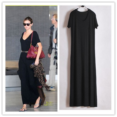 2012 New Women European Style Basic Modal Shortsleeve Floor-length Maxi Dress Free Shipping