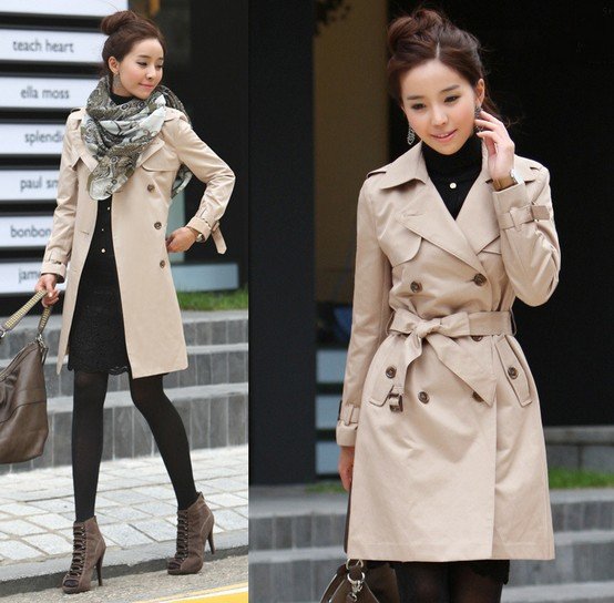 2012 New Women Korean Double-breasted coat slim trench Free Shipping NV259