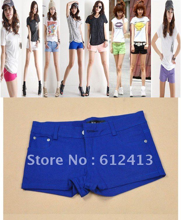 2012 new women's candy color jean short overalls short pant/hot pant size-S,M,L,XL 10 colors