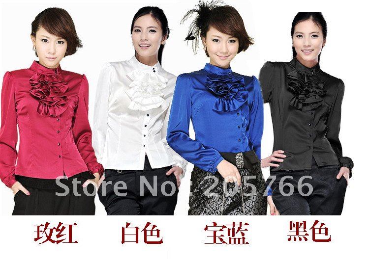 2012 new women's spring clothing, high temperament OL white-collar long sleeve shirt ,Free shipping