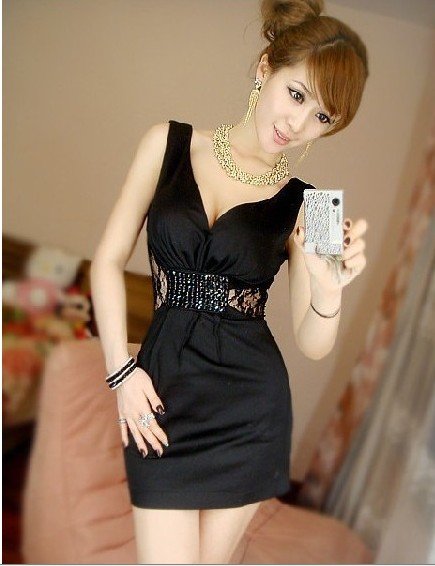 2012 new women's summer korean dress  v-neck mini dress ladies' pearl lace sexy dress night club dress free shipping